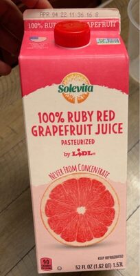 100% Ruby Red Grapefruit Juice Pasteurized Never From Concentrate